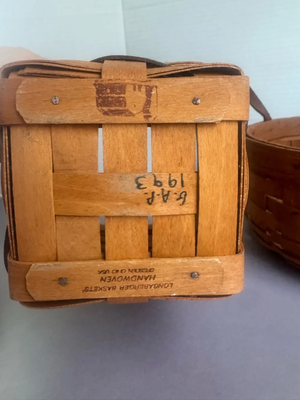 Longaberger Three-Piece Small Natural Brown Woven Basket Set - Picture 5 of 13